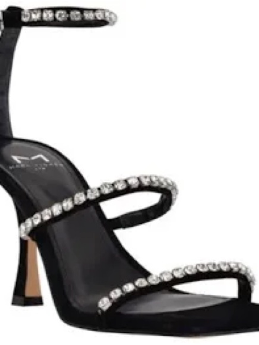Marc Fisher Black Crystal-Strap Stiletto Sandal